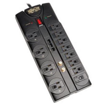 Tripp Lite Surge Protector 120V 12 Outlet RJ11 RJ45 Coax 8ft Crd 2880 Joule